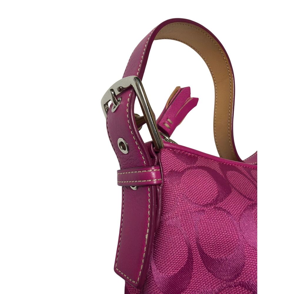 Coach Hampton Signature Baguette Demi Shoulder Purse in HOT PINK 6371 - Picture 11 of 16